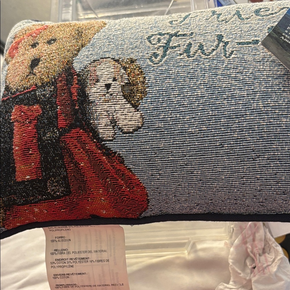 Boyd’s Tapestry Pillow with Bear and Dog Design